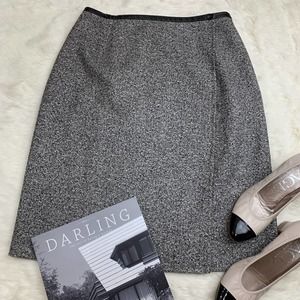 WORTH New York Wool Skirt SZ 12 Black Grey Wrap Skirt Career Office Ready